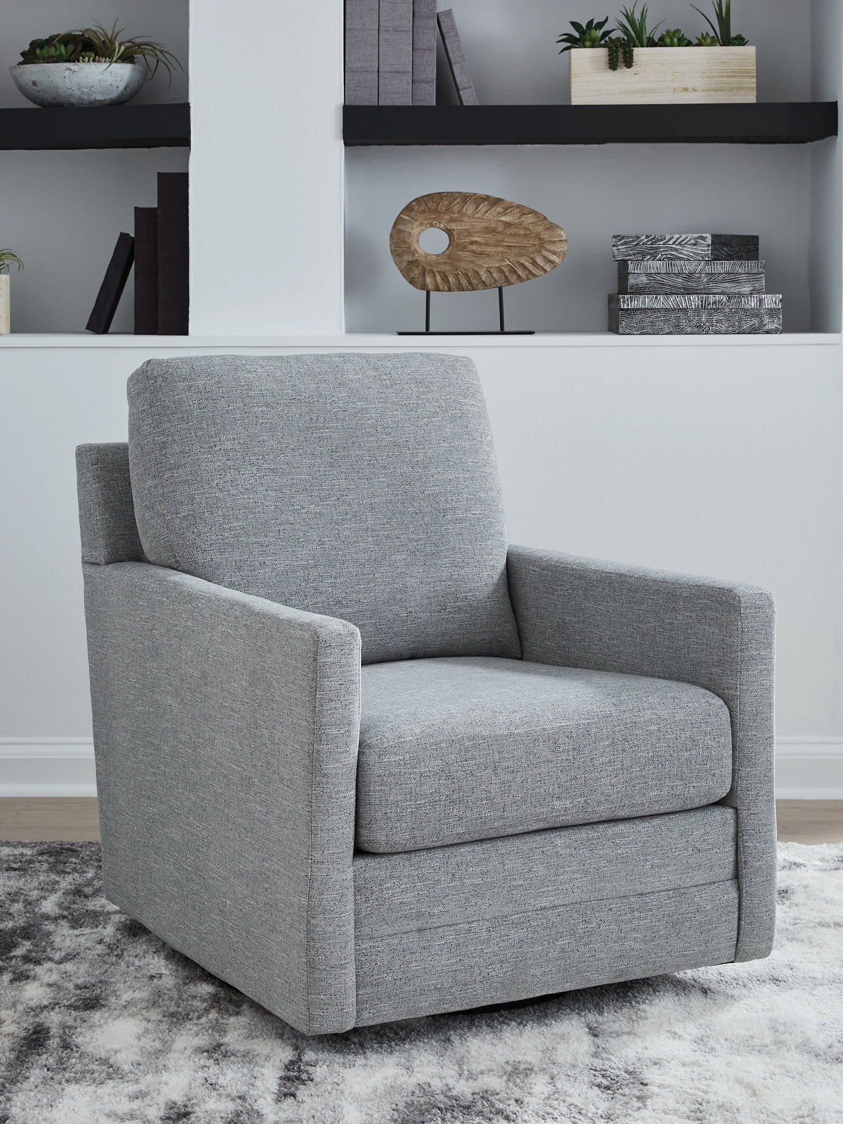 Freybourne Pewter Swivel Accent Chair by Ashley at Eve Furniture