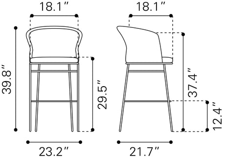Freycinet Black Outdoor Barstool (Set of 2) by Zuomod at Eve Furniture