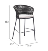 Freycinet Black Outdoor Barstool (Set of 2) by Zuomod at Eve Furniture