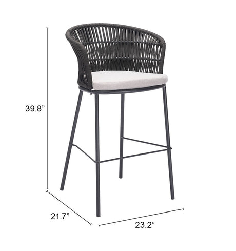Freycinet Black Outdoor Barstool (Set of 2) by Zuomod at Eve Furniture