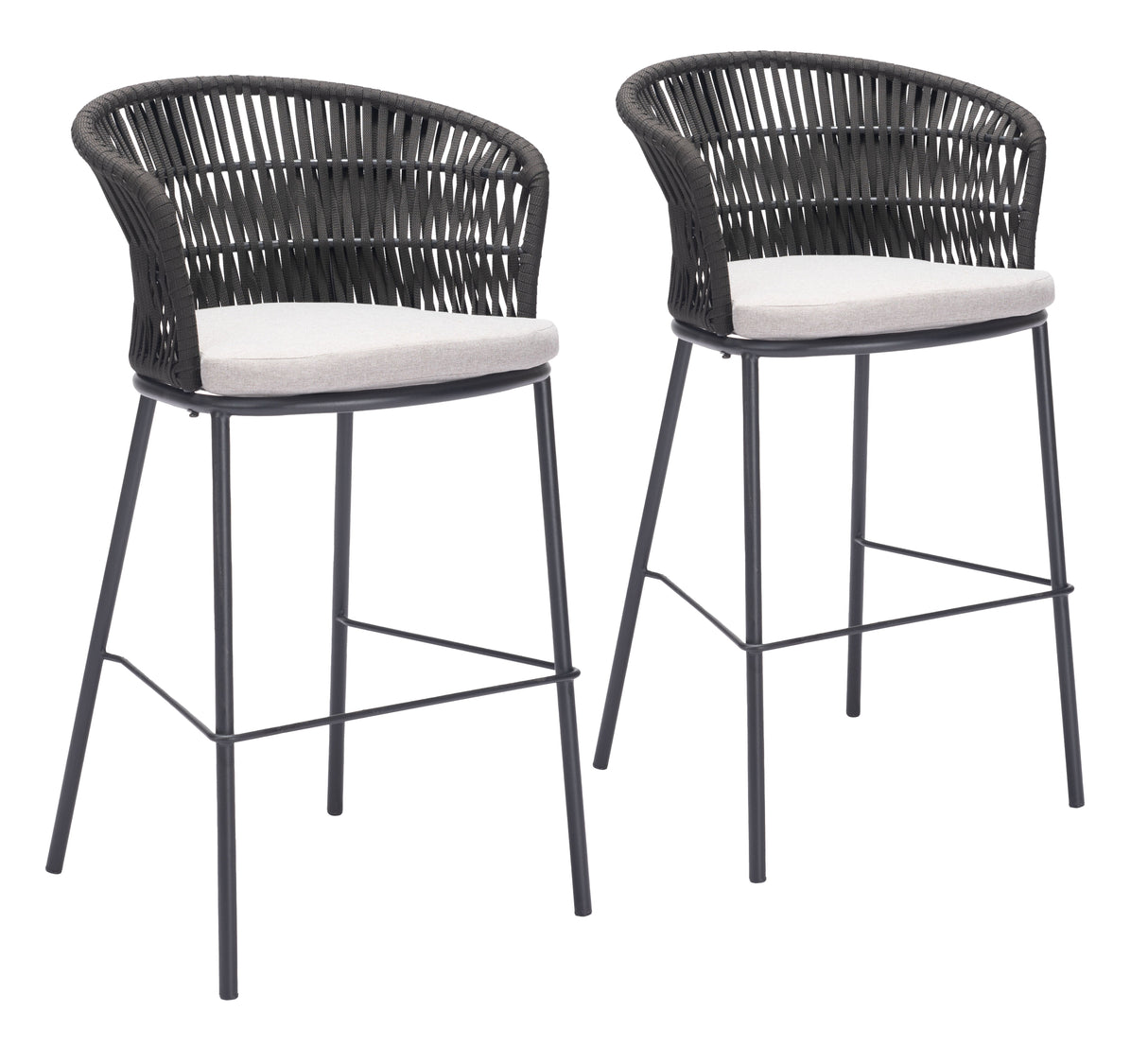Freycinet Black Outdoor Barstool (Set of 2) by Zuomod at Eve Furniture