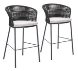 Freycinet Black Outdoor Barstool (Set of 2) by Zuomod at Eve Furniture