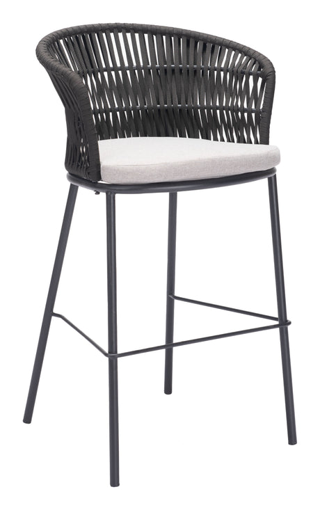 Freycinet Black Outdoor Barstool (Set of 2) by Zuomod at Eve Furniture