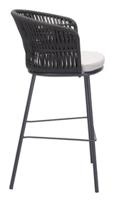 Freycinet Black Outdoor Barstool (Set of 2) by Zuomod at Eve Furniture