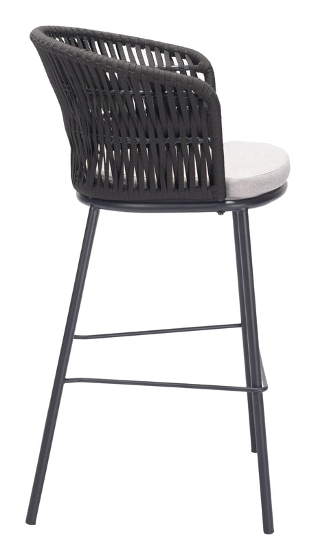Freycinet Black Outdoor Barstool (Set of 2) by Zuomod at Eve Furniture