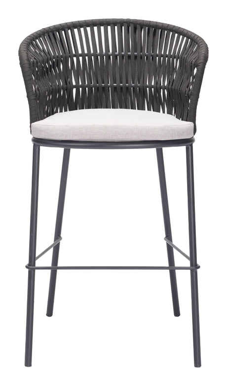 Freycinet Black Outdoor Barstool (Set of 2) by Zuomod at Eve Furniture