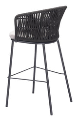Freycinet Black Outdoor Barstool (Set of 2) by Zuomod at Eve Furniture