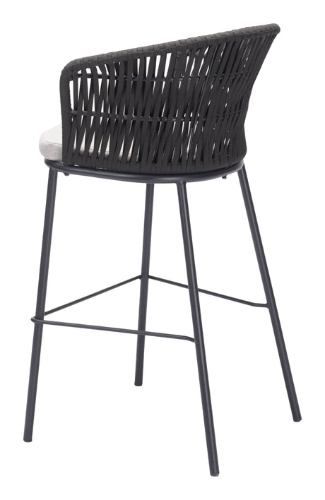 Freycinet Black Outdoor Barstool (Set of 2) by Zuomod at Eve Furniture
