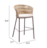 Freycinet Natural Outdoor Barstool (Set of 2) by Zuomod at Eve Furniture