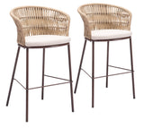 Freycinet Natural Outdoor Barstool (Set of 2) by Zuomod at Eve Furniture