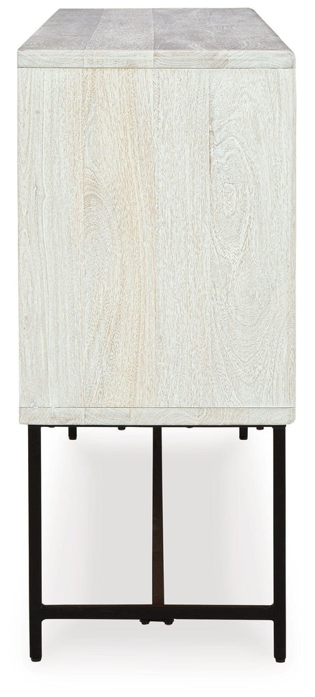 Freyton White/Gray Accent Cabinet by Ashley at Eve Furniture