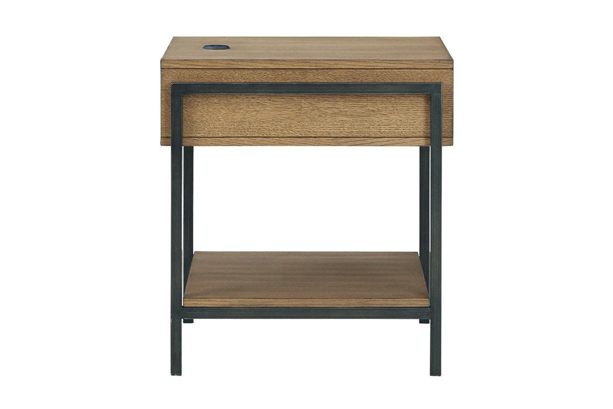 Fridley Brown/Black End Table by Ashley at Eve Furniture