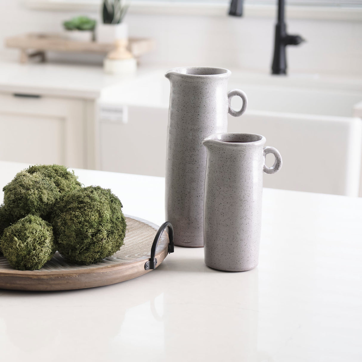 Frieda Small Freckled Gray Ceramic Jug by Mercana at Eve Furniture