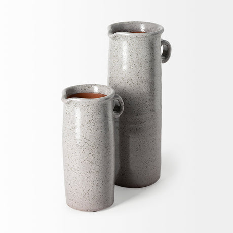 Frieda Small Freckled Gray Ceramic Jug by Mercana at Eve Furniture