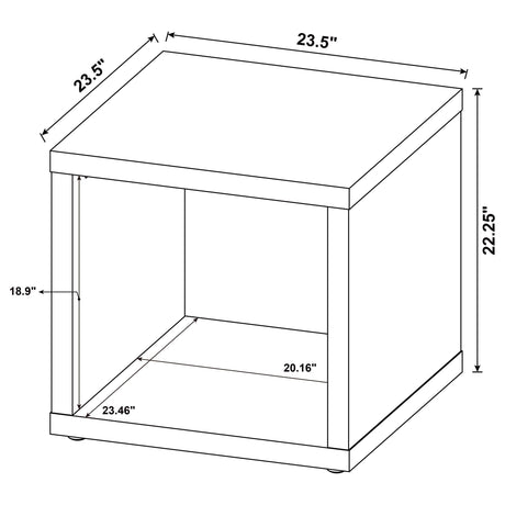 Frisco Dark Pine Square Engineered Wood Side End Table by Coaster at Eve Furniture