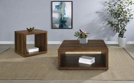 Frisco Dark Pine Square Engineered Wood Side End Table by Coaster at Eve Furniture