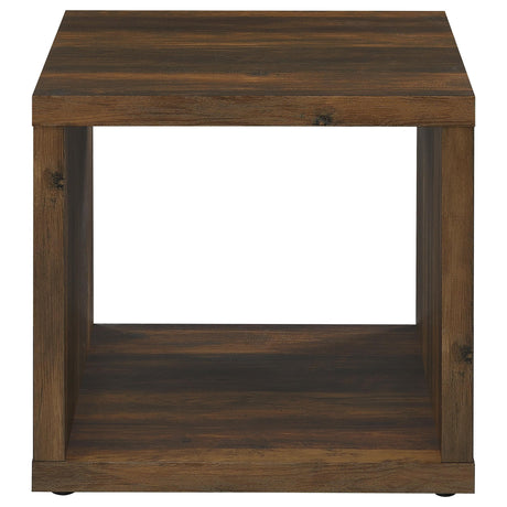 Frisco Dark Pine Square Engineered Wood Side End Table by Coaster at Eve Furniture
