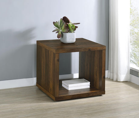 Frisco Dark Pine Square Engineered Wood Side End Table by Coaster at Eve Furniture