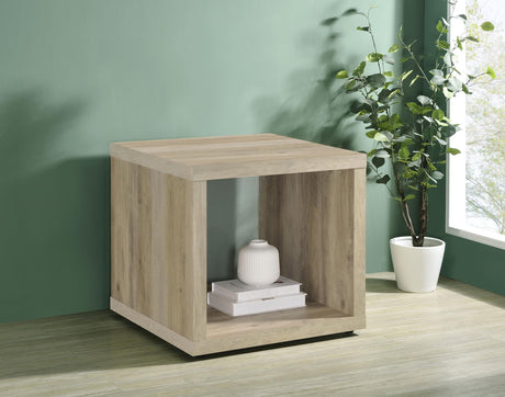 Frisco Distressed Pine Square Engineered Wood Side End Table by Coaster at Eve Furniture