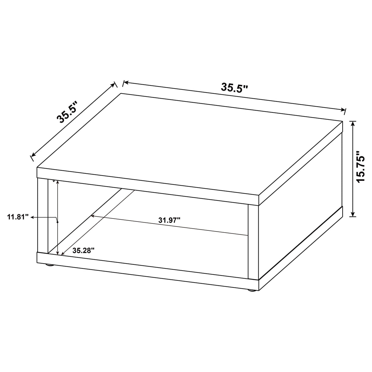 Frisco Square Engineered Wood Coffee Table Distressed Pine