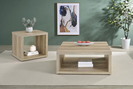Frisco Square Engineered Wood Coffee Table Distressed Pine by Coaster at Eve Furniture