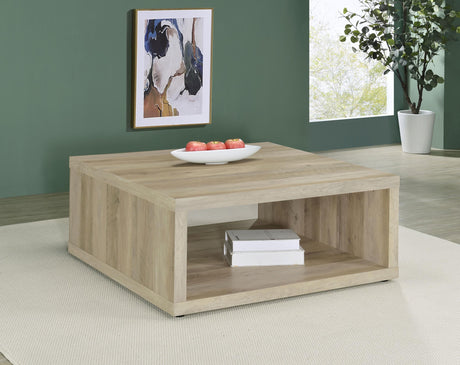 Frisco Square Engineered Wood Coffee Table Distressed Pine by Coaster at Eve Furniture