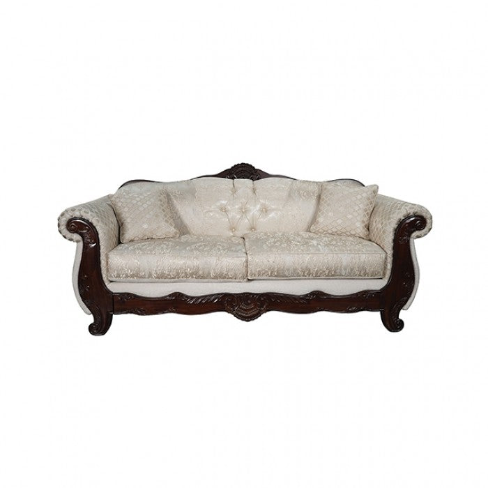 Frisina Beige/Dark Cherry 2-Piece Living Room Set by Furniture of America at Eve Furniture