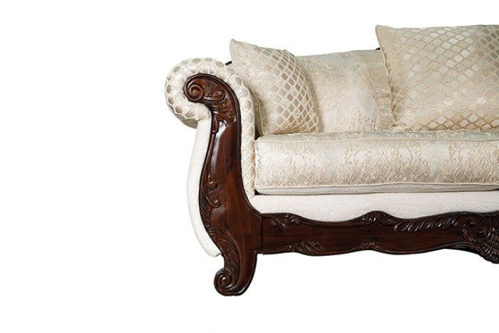 Frisina Beige/Dark Cherry 2-Piece Living Room Set by Furniture of America at Eve Furniture