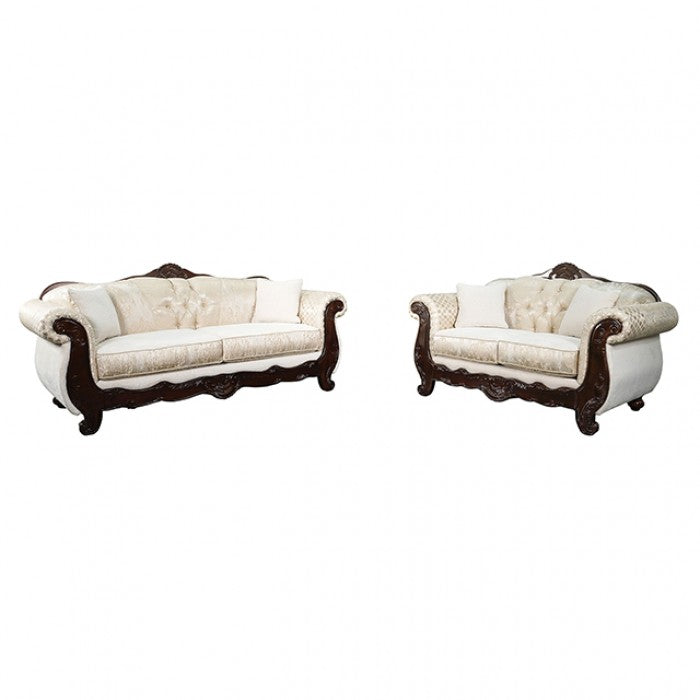 Frisina Beige/Dark Cherry 2-Piece Living Room Set by Furniture of America at Eve Furniture
