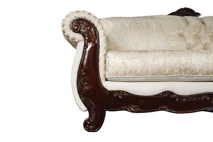 Frisina Beige/Dark Cherry Sofa by Furniture of America at Eve Furniture