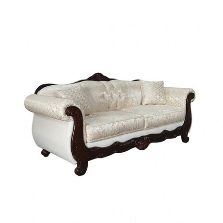Frisina Beige/Dark Cherry Sofa by Furniture of America at Eve Furniture
