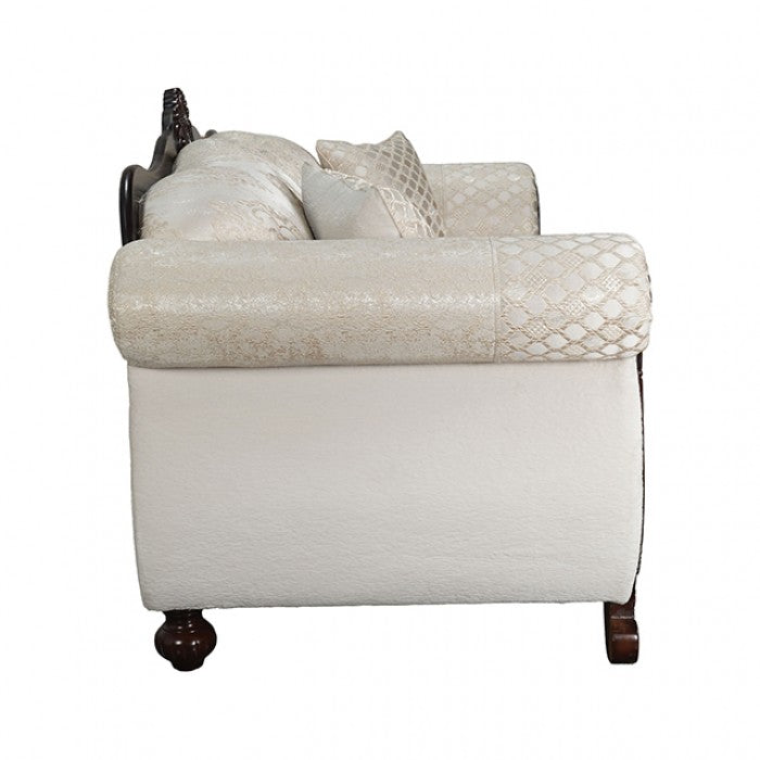 Frisina Beige/Dark Cherry Sofa by Furniture of America at Eve Furniture