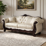 Frisina Beige/Dark Cherry Sofa by Furniture of America at Eve Furniture
