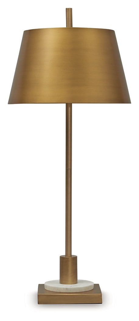 Fritzburn Gold Finish/White Table Lamp by Ashley at Eve Furniture