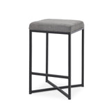 Frodo 26.4H Gray Fabric Seat W/Black Iron Frame Counter Stool by Mercana at Eve Furniture