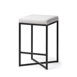 Frodo 26.4H Seat Height White Fabric Seat Black Metal Base Stool by Mercana at Eve Furniture