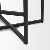 Frodo 26.5H Seat Height White Fabric Seat Black Metal Base Stool by Mercana at Eve Furniture