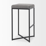Frodo 29.75H Gray Fabric Seat W/Black Iron Frame Bar Stool by Mercana at Eve Furniture