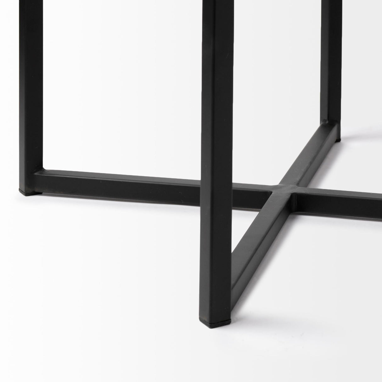 Frodo 29.75H Seat Height White Fabric Seat Black Metal Base Stool by Mercana at Eve Furniture