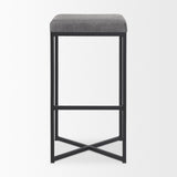 Frodo Gray Fabric Seat W/Black Iron Frame Bar Stool by Mercana at Eve Furniture