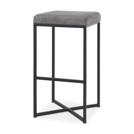 Frodo Gray Fabric Seat W/Black Iron Frame Bar Stool by Mercana at Eve Furniture