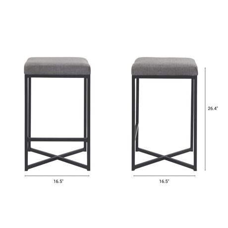 Frodo Gray Fabric Seat W/Black Iron Frame Counter Stool by Mercana at Eve Furniture
