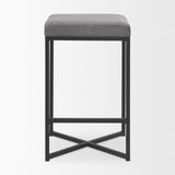 Frodo Gray Fabric Seat W/Black Iron Frame Counter Stool by Mercana at Eve Furniture