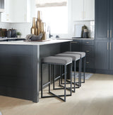 Frodo Gray Fabric Seat W/Black Iron Frame Counter Stool by Mercana at Eve Furniture