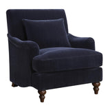 Frodo Midnight Blue Upholstered Accent Chair with Turned Legs