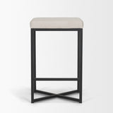 Frodo White Fabric Seat Black Metal Base Stool by Mercana at Eve Furniture