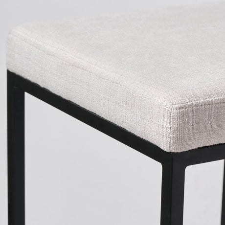 Frodo White Fabric Seat Black Metal Base Stool by Mercana at Eve Furniture