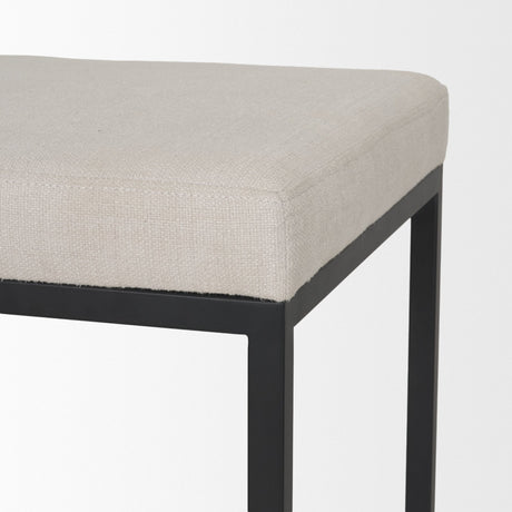 Frodo White Fabric Seat Black Metal Base Stool by Mercana at Eve Furniture