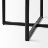Frodo White Fabric Seat Black Metal Base Stool by Mercana at Eve Furniture