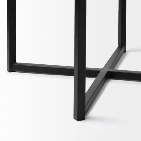 Frodo White Fabric Seat Black Metal Base Stool by Mercana at Eve Furniture